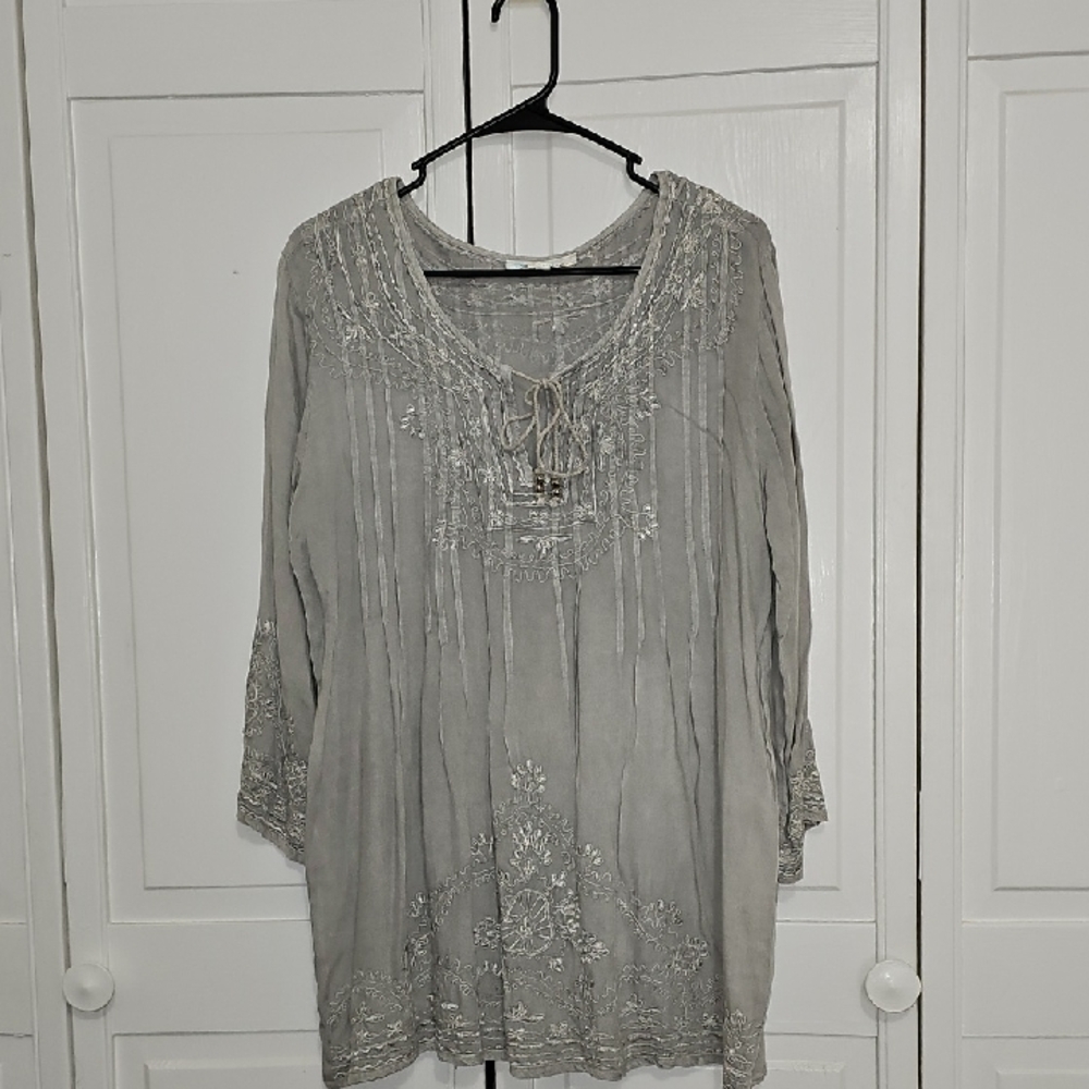 Solitaire Gray Embroidered Tunic